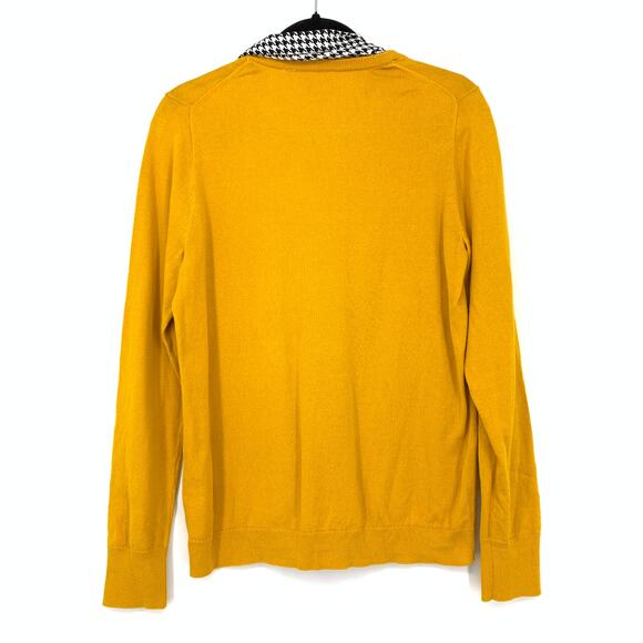 J.Crew Factory Crew Neck Sweater Womens Sz M Mustard  Houndstooth Tie Scarf NEW - Picture 2 of 7